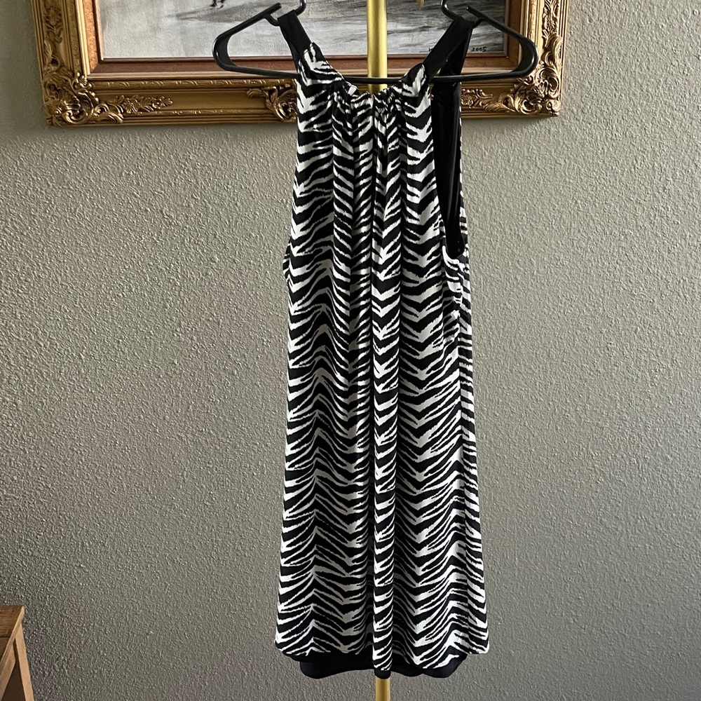 White House Black Market Black & White Zebra Halter Maxi Dress